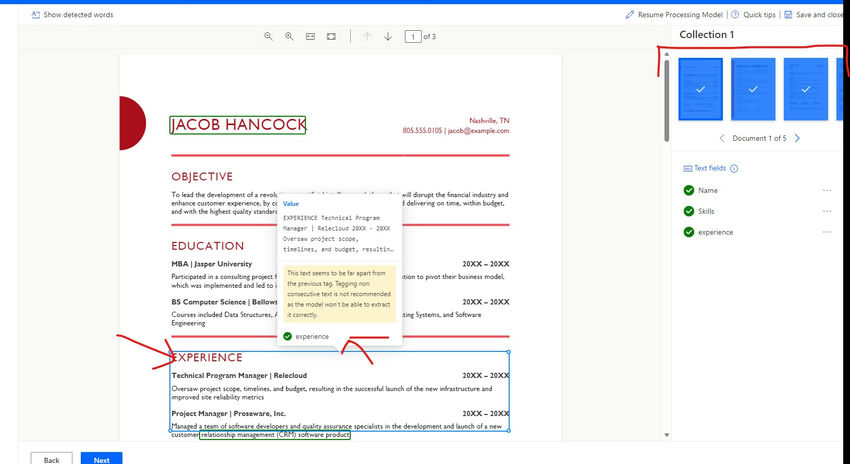 Tag document with fields